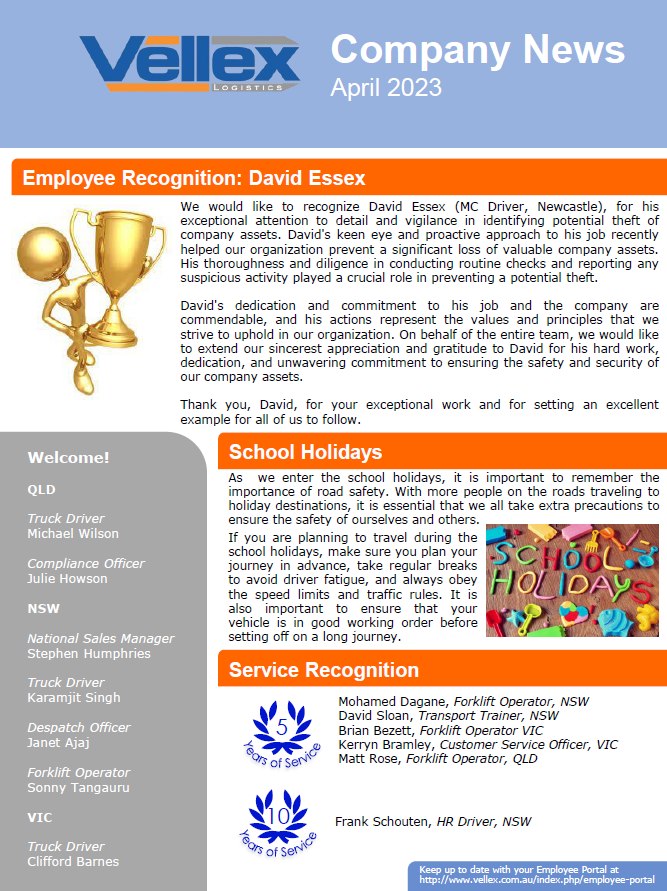 April 2023 newsletter, page 1